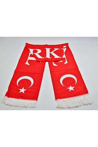 Türk Bayraklı Dokuma Atkı Kırmızı