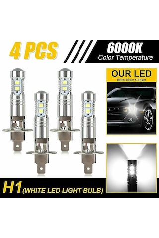 Padalink H1 Led Far Ampulü 4'lü Paket 6000k Süper Beyaz 1950w 285000lm Ip68 Su Geçirmez Fanlısız Hızlı Kurulum Alüminyum Gövde