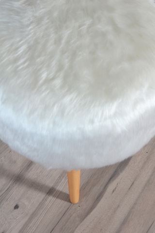Dolce Yuvarlak Silindir Puf Beyaz Peluş Beyaz