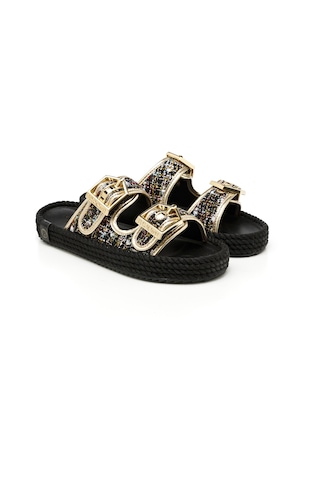 Ath20-20001 Bohonomad Athens Kadın Terlik Siyah Şönil Siyah