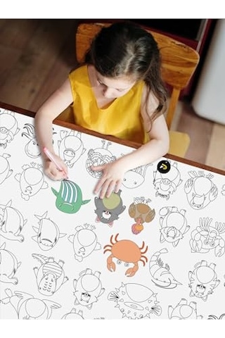 Hayvanlar Alemi Eğitici Dev Boyama Kağıdı Çocuklar Için Aktivite Boyama Rulosu 90x130cm Diğer