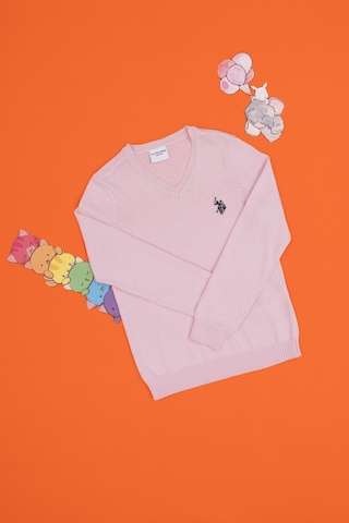 U.s. Polo Assn. Kız Çocuk Pembe Kazak /triko 50294198-vr041 Pembe