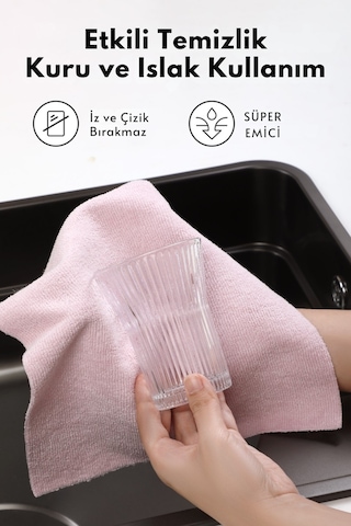 Çok Amaçlı Rulo Mikrofiber Temizlik Bezi 30x30 40 Yapraklı Pembe - Açık Gri 2x20 Li Paket Pembe - Gri