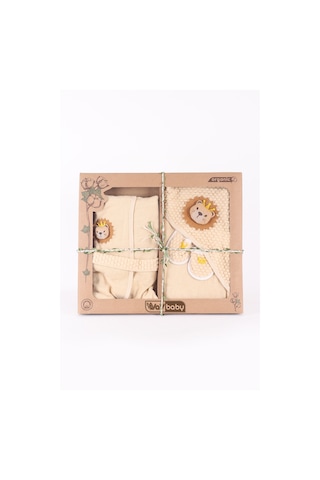 Vavbaby Organik Bambu Bebek Havlu Bornoz Seti Bebek Havlu Kundak Lion