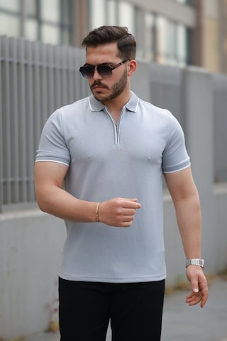 Veraura Lifestyle Erkek Fermuar Yakalı Çizgi Detaylı Kısa Kollu Tişört gri