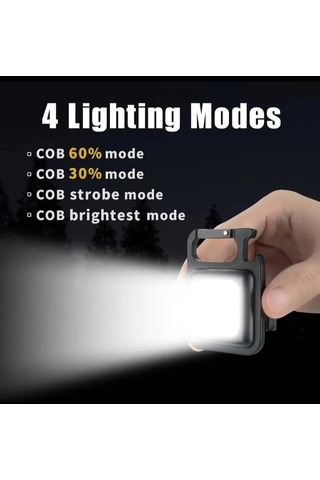 F.20a Mıknatıslı Kamp Feneri El Feneri 800 Lümen 30 Cob Açık Gri