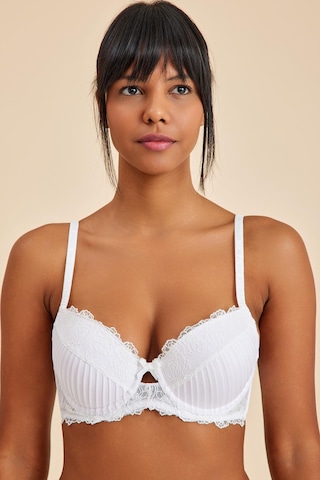 Paris Ekru Balenli Dantelli Dolgulu Push-up Sütyen ekru