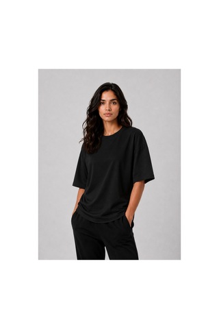 Parshey Oversize Premium Tişört 20/1 Kalın Kumaş, Unisex Street Fit Siyah