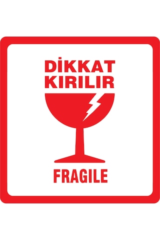 Dikkat Kırılır Etiketi 1000 Sarım 100x100 MM