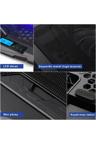 Juo C1 Led Ekranlı Notebook Soğutucu 4 Fanlı Hız ve Yükseklik Ayarlı