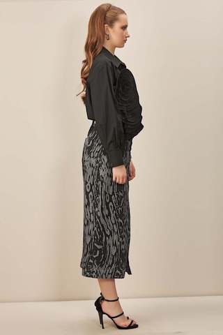 Evaze Çok Renkli Baskılı Etek Çok Renkli