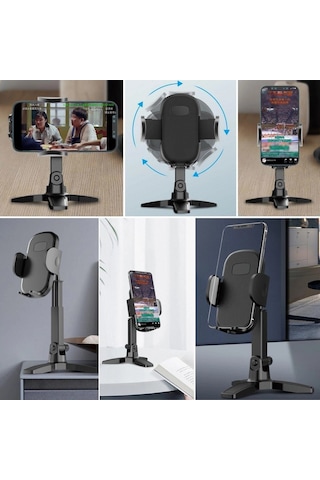 Masaüstü Telefon Standı 360 Derece Dönebilen Başlıklı Ayaklı Telefon Tripodu 5468