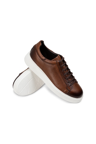 Deery Hakiki Deri Taba Rengi Erkek Sneaker Ayakkabı - 01954Mtbae01 Taba