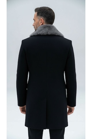 Plus Scorpion Erkek Uzun Kaşe Kaban Çıkartılabilir Kürk Yaka, Astarlı Ve Cepli Slim Fit Mont Bej, Gri, Siyah, Taba Siyah