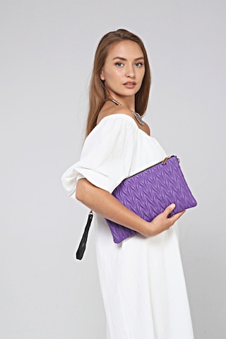 Morpelikan Mor Zikzak Clutch Kadın Portöy Çanta Mor