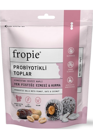 Fropie Probiyotikli Meyve Topları - Hindistan Cevizi Kaplı & Yer Fıstığı Ezmeli 80 G