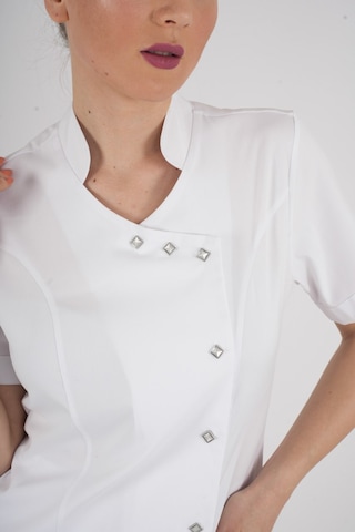 Aylu Model Soft Likra Beyaz Doktor Hemşire Hastane Scrubs Üniforma Takımı Beyaz