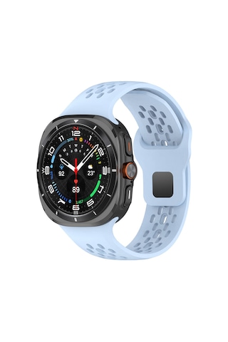Galaxy Uyumlu Watch Ultra 47mm Zore Krd-119 Delikli Tasarım Silikon Kordon-mavi Açık