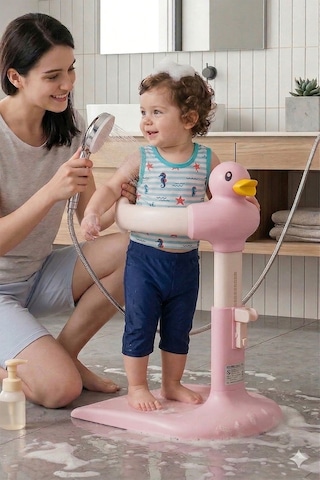 Wellgro Holdme Bebek Banyo Duş Standı Pembe