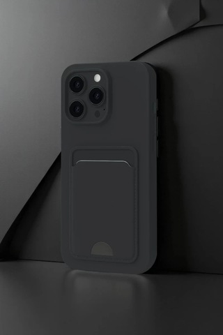 Apple İphone 16 Pro Uyumlu Kılıf Kelvin Kartvizitli Silikon - Siyah