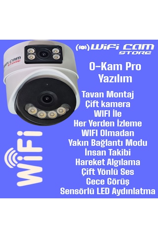 Çift Kameralı İç Ortam Tavan Tip Dome Wifi Kamera