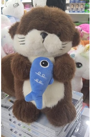 Peluş Kahve Uyku Arkadaşı Balık Tutan Susamuru Su Samuru Peluş 35 Cm Pelüş