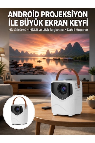 Znv Zenvia Mey İthalat Hd Ayaklı Portatif Projeksiyon Cihazı Bluetooth Wifi Akıllı Android İşlemcili Yeni Nesil