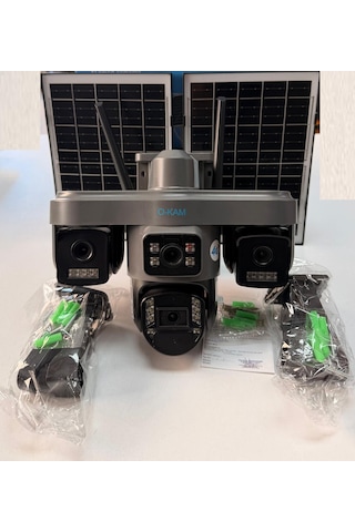 O-kam Ok335 12mp 4 Kameralı 4g Çift Solar Panel Aov Gece Görüş Sesli Konuşma Çakar Led