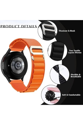 Huawei Watch Gt4 / Gt5 / Gt5 Pro / Gt6 / Gt6 Pro 46mm Uyumlu Alpine Loop Kumaş Kancalı Kordon