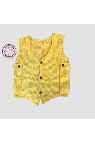 Uretti - Rukiye 7294 - El Örgüsü Erkek Çocuk Yelek 9 Yaş - Sarı