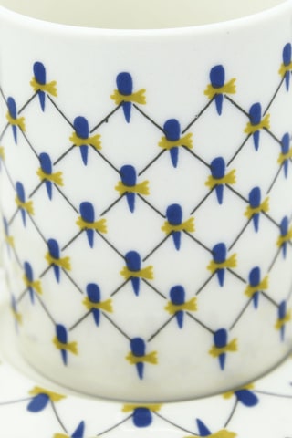 Lacivert Motifli Geometrik Desenli 6 Kişilik Kahve Fincan Takımı Lacivert
