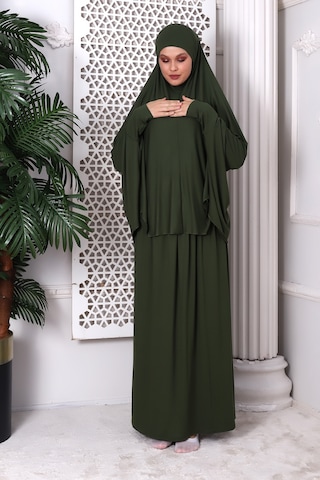 2 Parça Pratik Namaz Elbisesi 8016 Haki