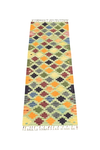 Zehra Abla Halı Yeni El Dokuma Cerit Yörükleri Meşhed İran Mini Yolluk Yün Kilim 7223 Çok Renkli
