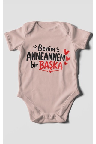Morivokids Anneannem Bir Başka Kısa Kollu Bebek Body %100 Pamuk Pastel Pembe
