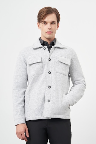 İmza Gri Örme Polo Yaka Jakarlı Desen Yırtmaçsız Astarsız Slim Fit Classic Mont 1007245161 Gri