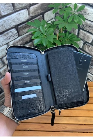 Guard Siyah Hakiki Deri Çift Fermuarlı El Çantası - Grd250816wt1371 Siyah