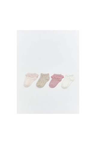 LC Waikiki Alıta Cıty Farkıyla Lcw Baby Pembe Desenli Kız Bebek Patik Çorap 4'lü Pembe - 923930744 Pembe