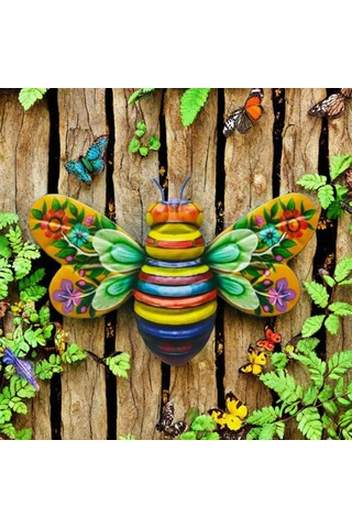 Duvar Asma Art Bee 3d Heykel Bees Duvar Sanatı Oturma Odası Bahçe Yatak Odası İçin Dış Mekan Dekorasyon Yellow And Blue