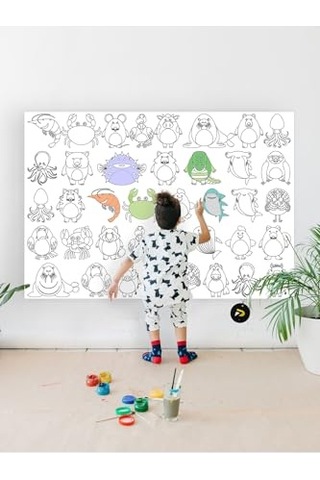 Hayvanlar Alemi Eğitici Dev Boyama Kağıdı Çocuklar Için Aktivite Boyama Rulosu 90x130cm Diğer
