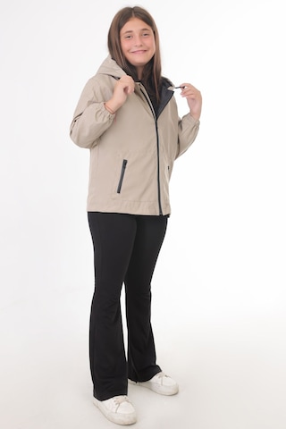 Kız Çocuk Taş İçi Astarlı Su Ve Rüzgar Geçirmez Kapüşonlu Çift Fermuarlı Cepli Yağmurluk Taş