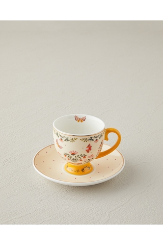 English Home Dipsy New Bone China 4 Parça 2 Kişilik Kahve Fincan Takımı 100 Ml Hardal Hardal