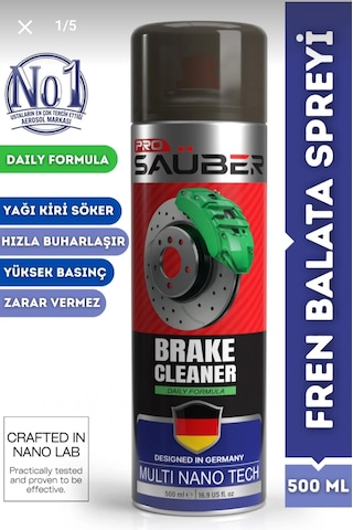 PROSAÜBER Brake Cleaner 500 ML Fren Balata Spreyi – Güçlü Yağ Kir Temizleyici Hızlı Kuruyan