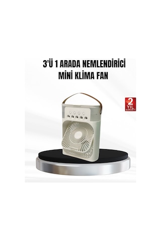 3 Ü 1 Arada Mini Klima Fan Usb Şarjlı, 7 Renk Gece Lambalı Ve Nemlendirici