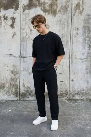 Vamos Fitilli Baggy Fit Pantolon Siyah
