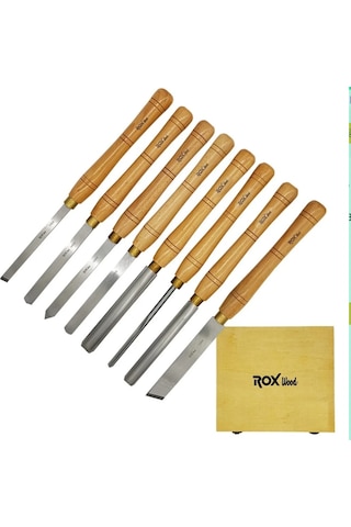 Rox Wood 8 Parça Torna Kalemi Ahşap Kutulu 15399105