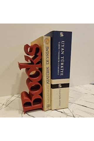 Kitap Tutucu Books Yazılı 3d - Kırmızı-