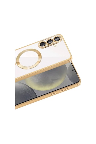 Samsung Galaxy Uyumlu A37 5g Kılıf M-safe Özellikli Kamera Lensli Korumalı Şeffaf Silikon Kapak Gold