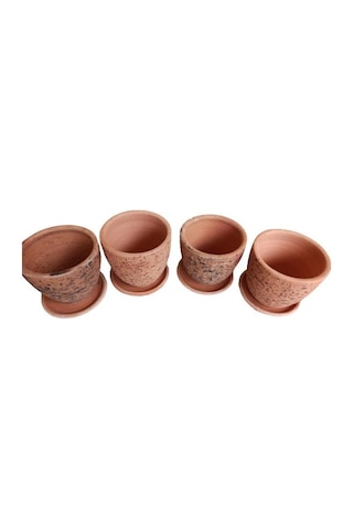 4 Adet Antik Görünümlü Toprak Saksı 12 12 Cm 32212599