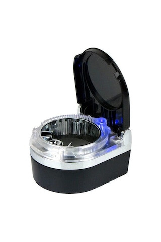 Ally Sd-1201 Led Işıklı Kapaklı Araç Küllük Oto Araba Kül Tablası- 5775 Siyah