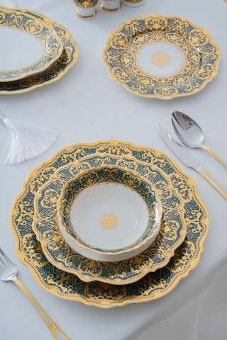 Acar De Lamerie 12 Kişilik 60 Parça Porselen Yemek Takımı Renkli